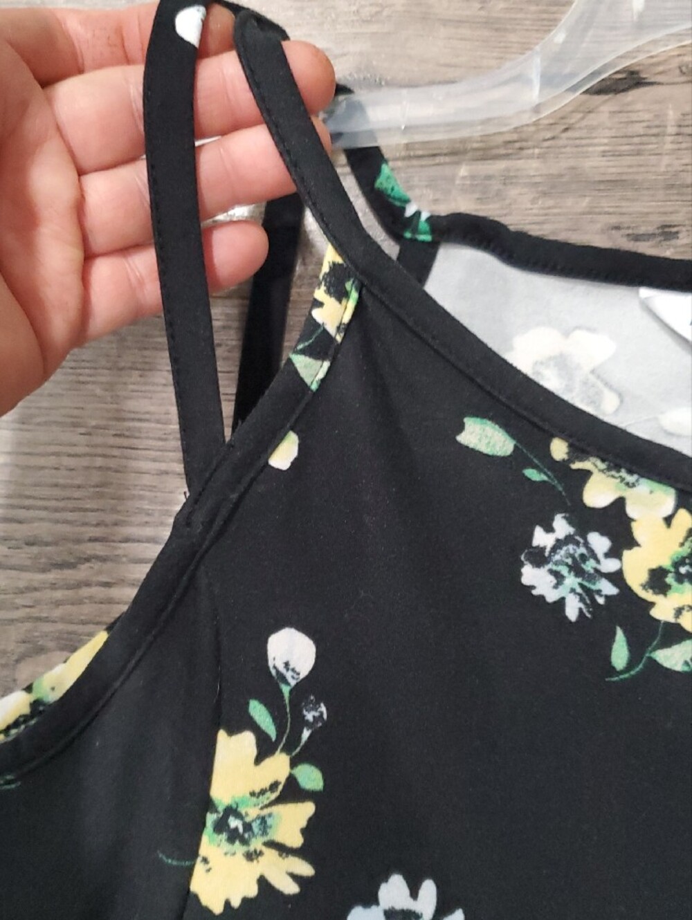 Arizona Jean Company Black Floral Midi Slip Dress with Yellow and Green Accents - Picture 3 of 4